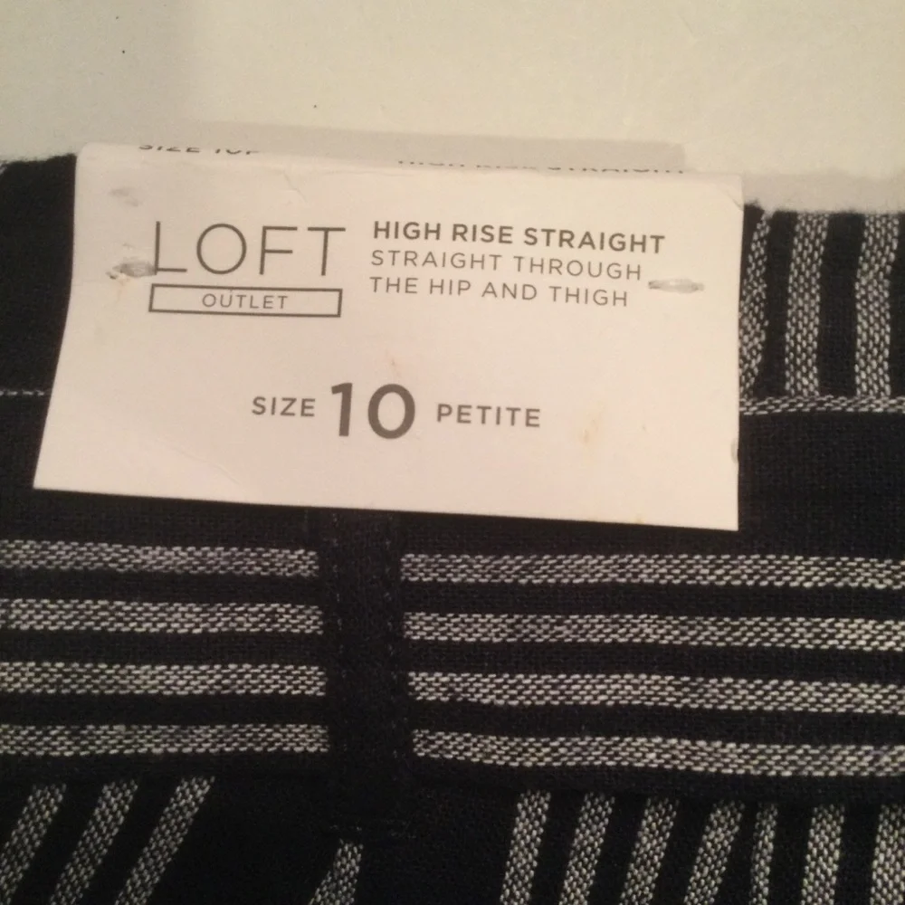 Loft Outlet Linen Blend High-Rise Stripped Cropped Pants Size 10P - Picture 8 of 11